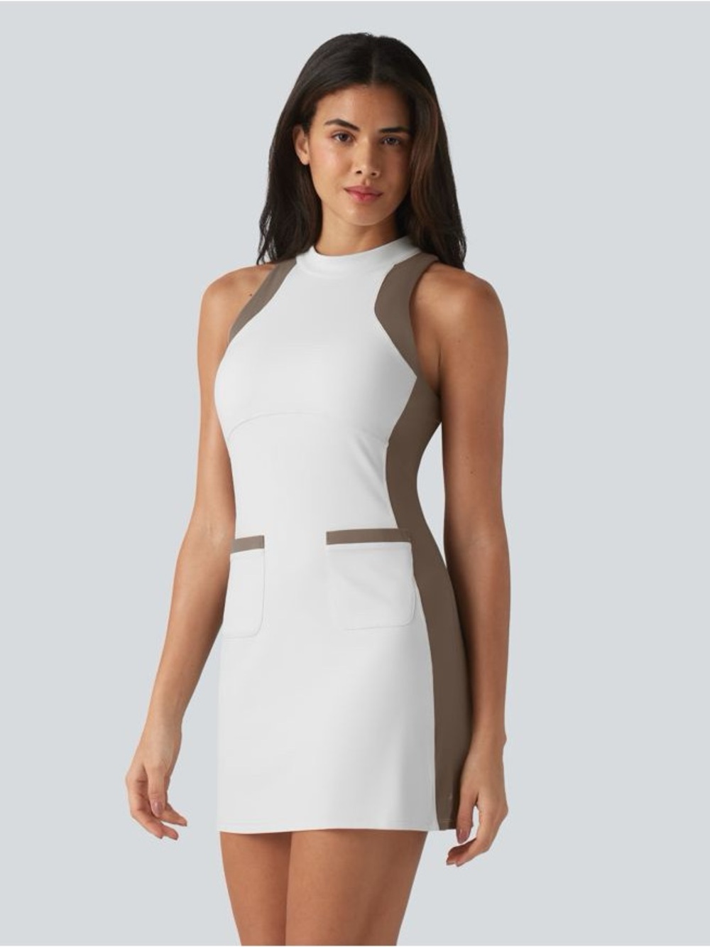 NWT! Women’s Halara UltraSculpt Mock Neck Sleeveless Color Block Mini Golf Dress